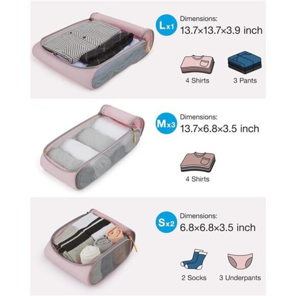 Keep Shape Packing Cubes for Travel, 6 Set Travel Cubes for Packing, Lightweight - Picture 5 of 7